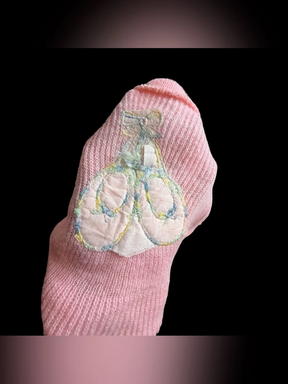 VTG 1980s Doe Spun Baby Girl Pink Knit Sweater Set 3-6 Months Ballet Slippers